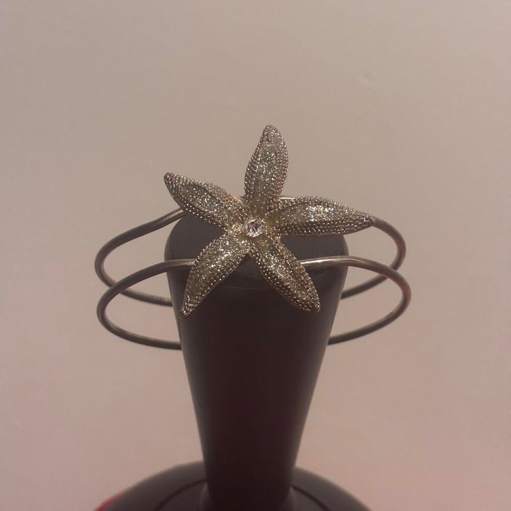 Silver starfish cuff bracelet
